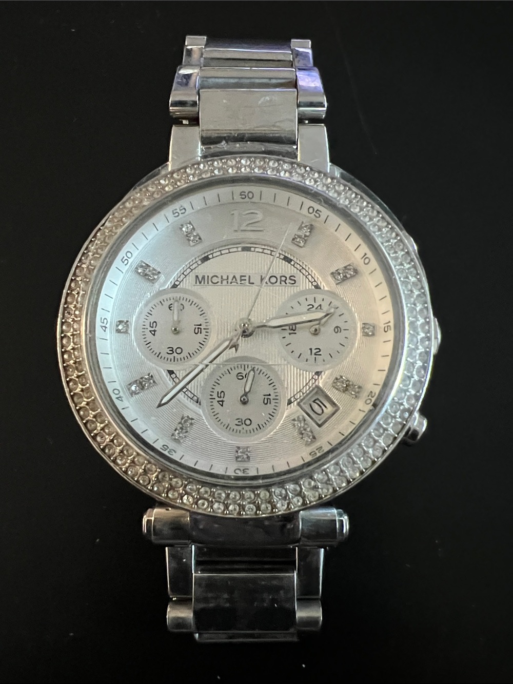 Michael Kors Silver Crystal-Trim Stainless Steel Women's Watch